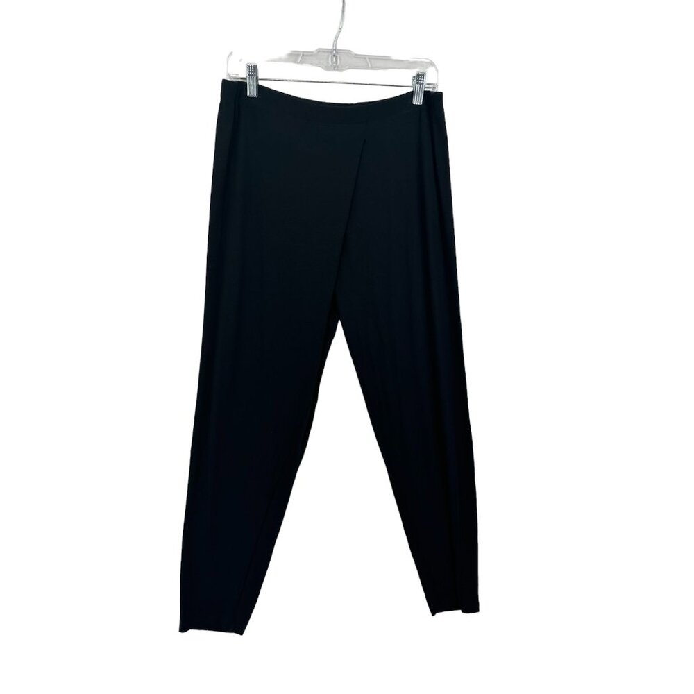 Eileen Fisher Women's Black‎ Knit Pants Small Layered Front Quiet luxury Tapered